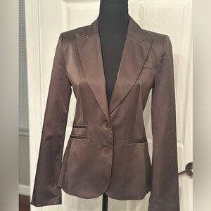 MNG - Mango Brown Striped Two Button Peak Lapel Blazer Sz 8